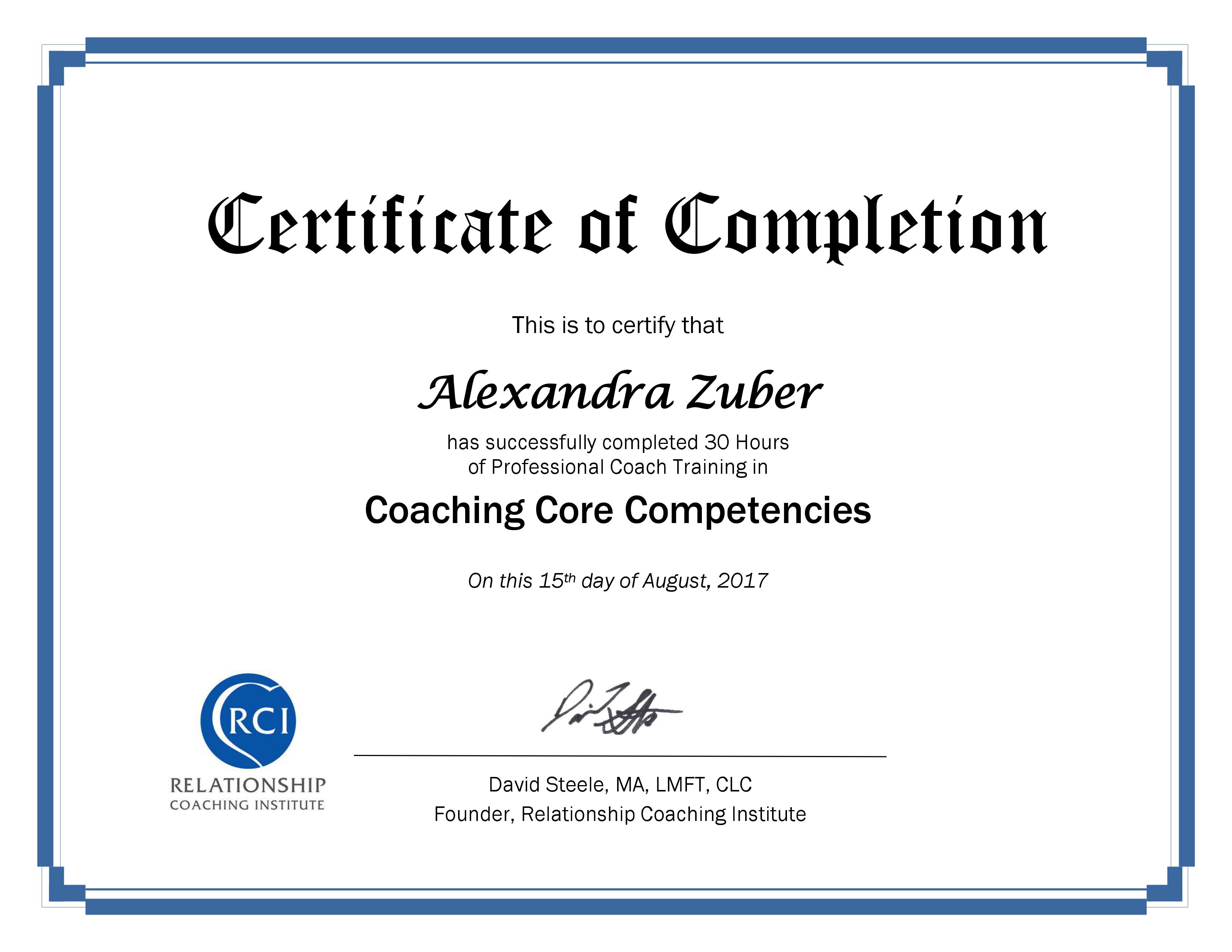 Coaching Certificates Alexandra Zuber Coaching